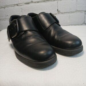 WOMENS ECCO BLACK LEATHER LOAFER WITH MONK STRAP COMFORT SHOE SIZE 40/US9